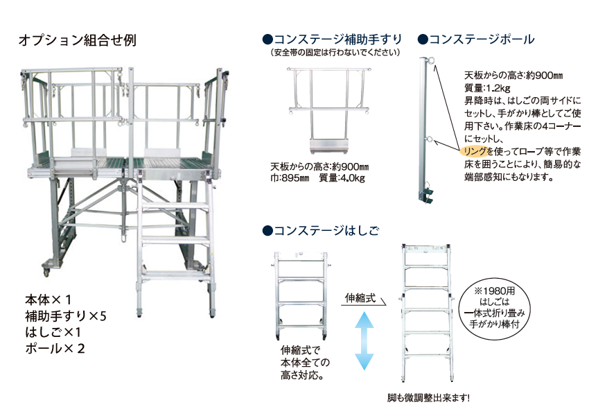 お買得】 ナカオ 可搬式作業台楽駝11号 SKY-11 1台 393-4535